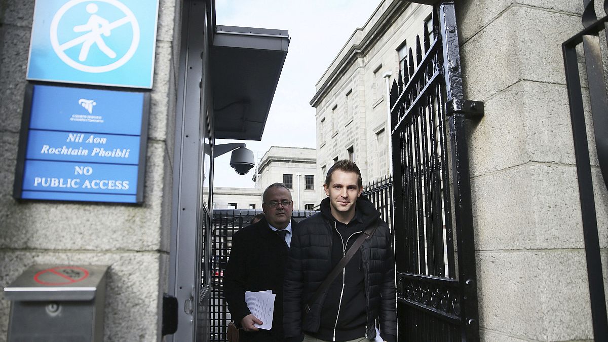 Max Schrems leaving a court building in Ireland.