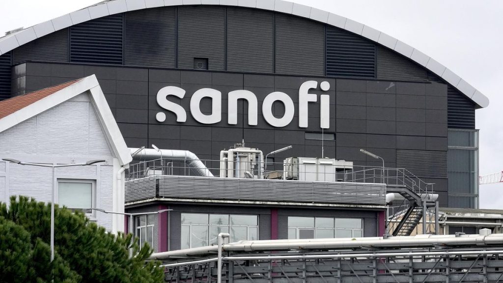 Sanofi logo in Vitry sur Seine, east of Paris. 17 October 2024.