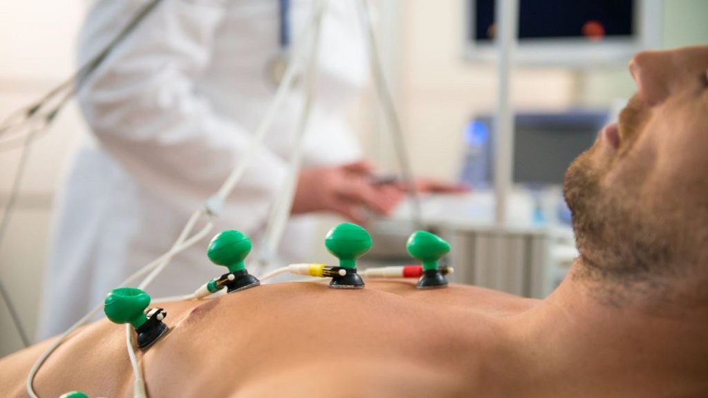 A man gets an ECG scan.