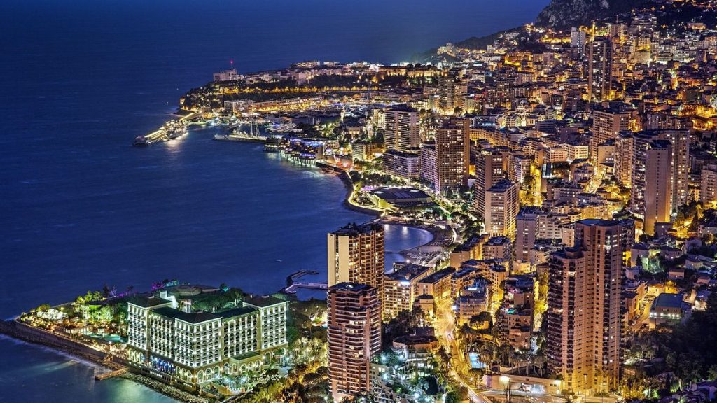 A view of Monaco by night