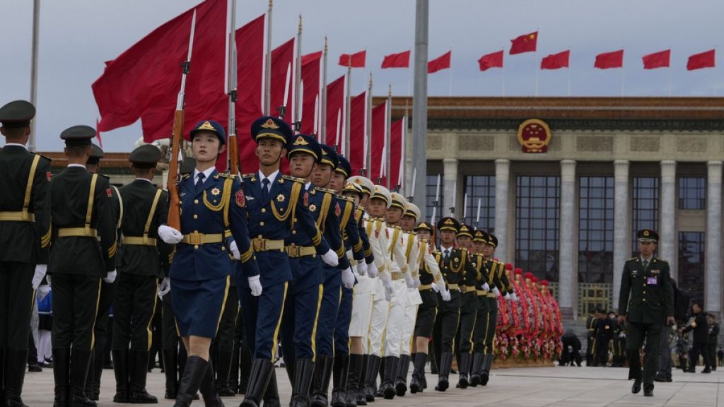 Members of a honour guard rehearse before a ceremony to mark Martyrs