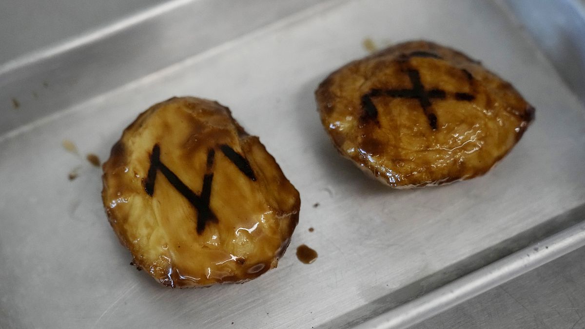 Pieces of cultivated chicken. Cell-based meat tries to closely replicate traditional meat in taste, texture, and nutritional value.