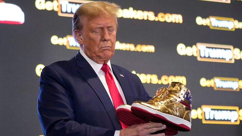 Trump hawks his branded shoes at Sneaker Con