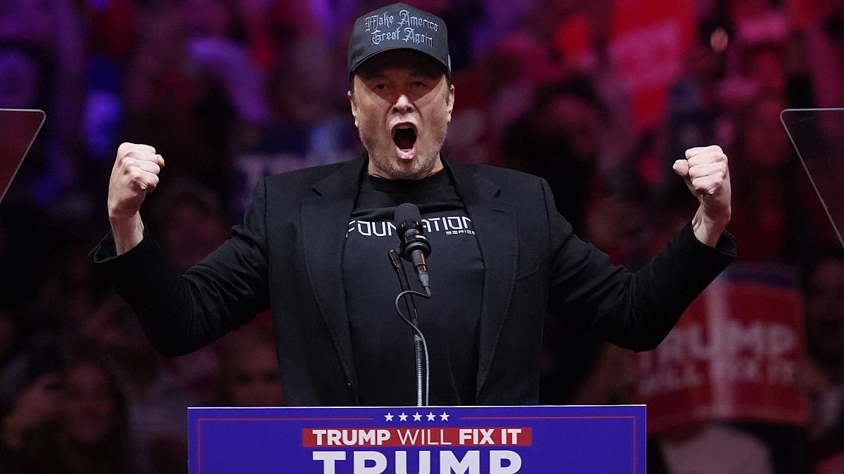 Elon Musk speaks before Republican presidential nominee former President Donald Trump at a campaign rally at Madison Square Garden, Sunday, Oct. 27, 2024