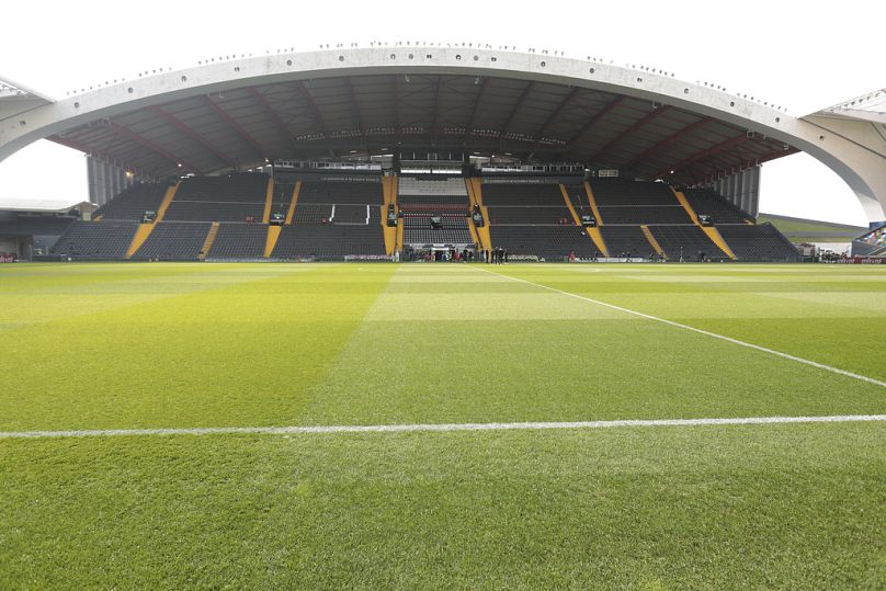 Une vue du Stadio Friuli, à Udine, en Italie, le 16 mars 2024, où s'est déroulé le match de la Ligue des Nations entre l'Italie et Israël