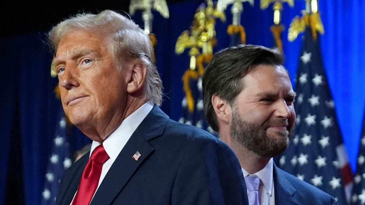 US Presidential election winner Donald Trump, left, with JD Vance right.