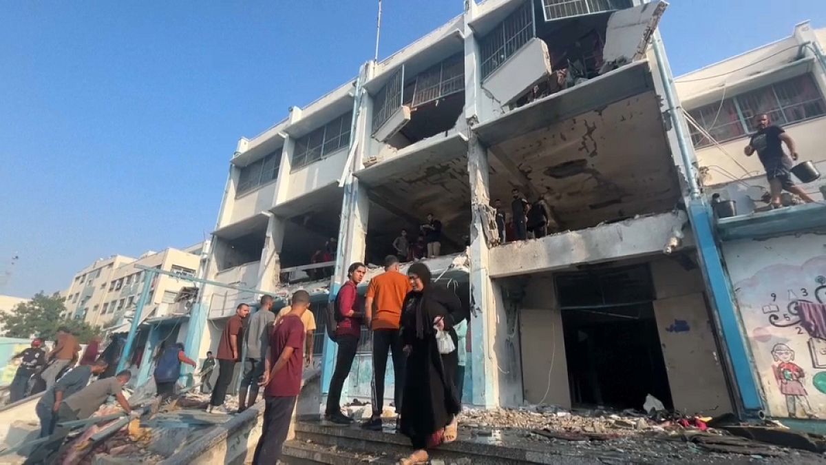 The UNRWA-run school in the Shati refugee camp that was damaged in an Israeli strike, 7 November, 2024