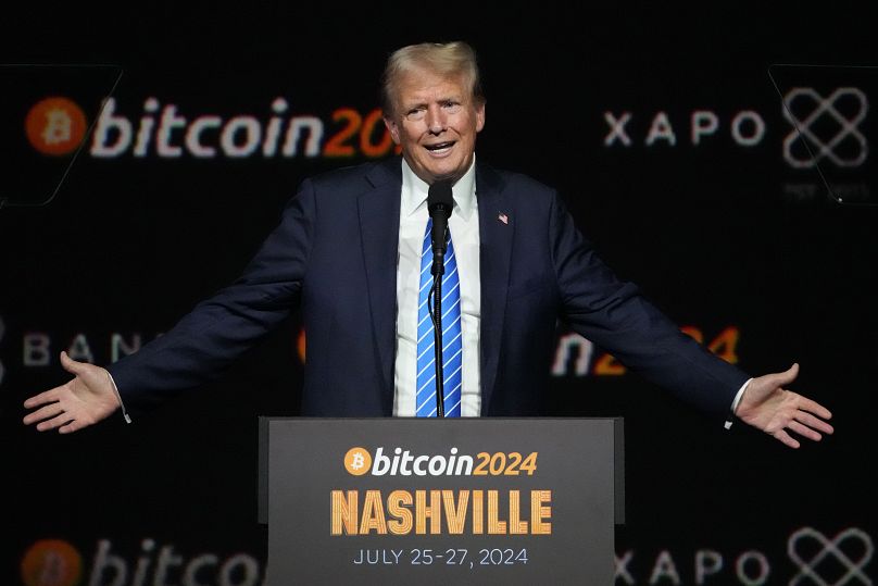 DOSSIER – L'ancien président républicain Donald Trump s'exprime lors de la conférence Bitcoin 2024, le 27 juillet 2024, à Nashville, Tennessee. 