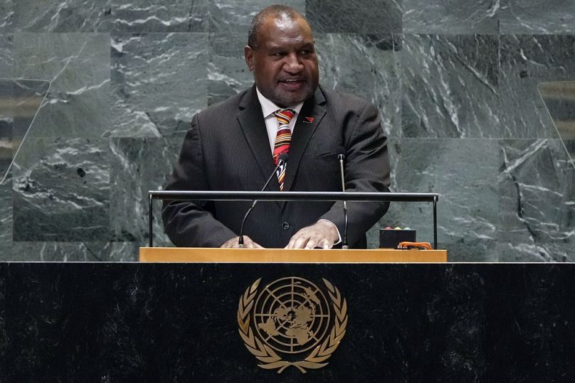 Le Premier ministre de Papouasie-Nouvelle-Guinée, James Marape, s'adresse à la 79e session de l'Assemblée générale des Nations Unies.