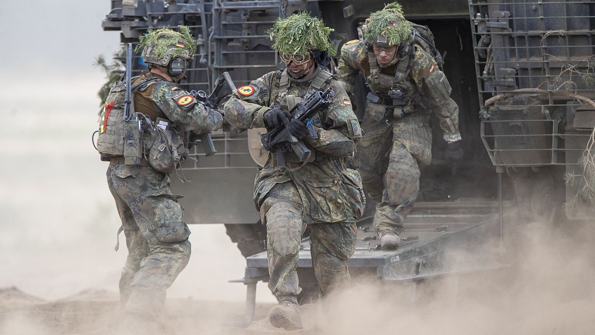 German soldiers take part in the Lithuanian-German international military exercise