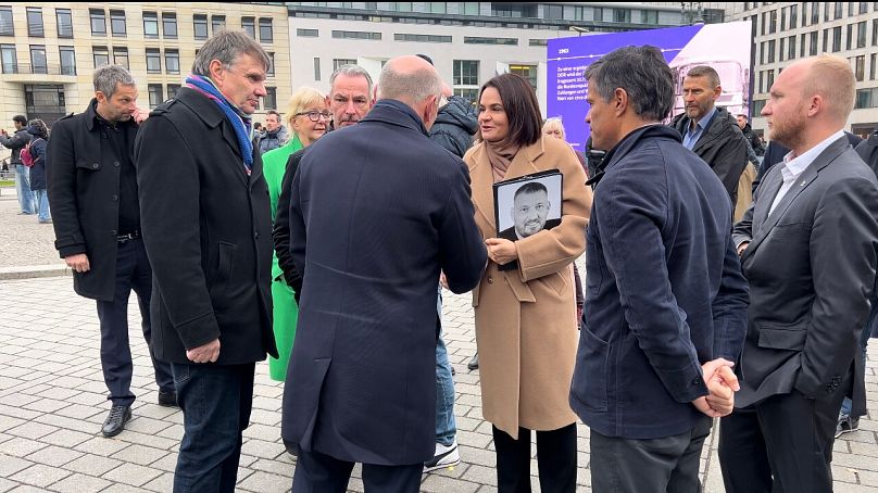 La chef de l'opposition biélorusse Sviatlana Tsikhanouskaya se rend à Berlin à l'occasion du 35e anniversaire de la chute du mur de Berlin, 08.11.24, Berlin.