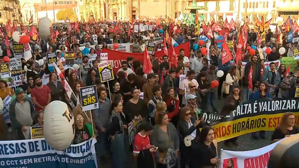 Protesters in Porto demand better wages and higher pensions, 9 November, 2024