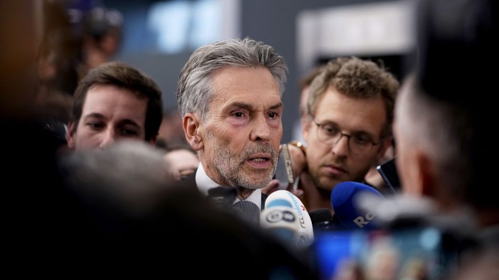 Dutch Prime Minister Dick Schoof speaks with journalists during an EU Summit in Budapest, 8 November, 2024