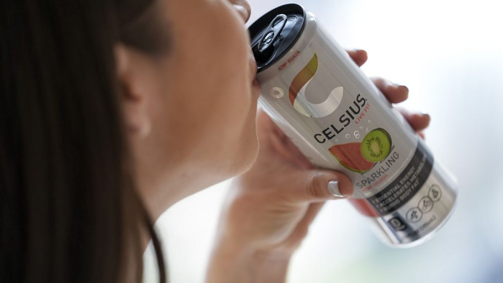 A can of Celsius energy drink is shown on Wednesday, April 10, 2024, in New York.