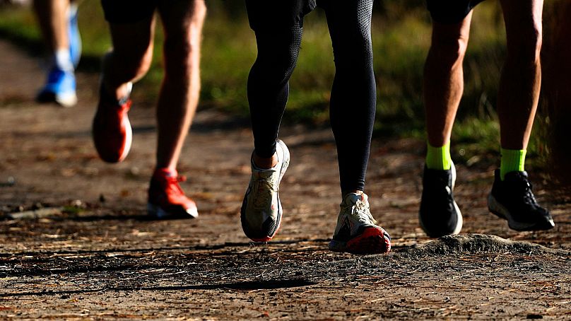 Les coureurs participent à l'événement parkrun à Bushy Park, dans le sud-ouest de Londres, le samedi 28 septembre 2024.