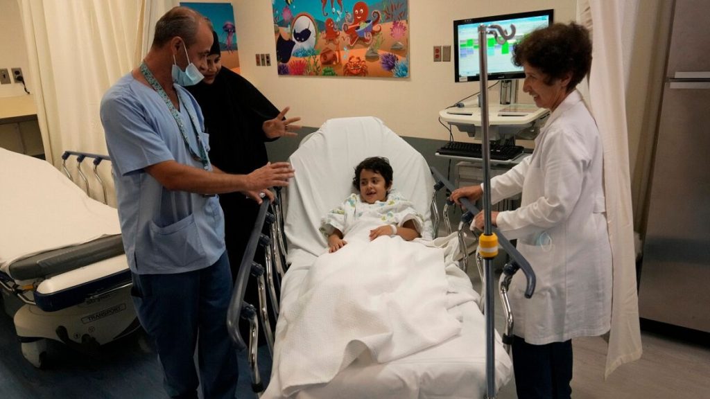 Halima Abou Yassine, 7, lies on a hospital bed at the American University of Beirut Medical Center in Beirut, Lebanon, Monday, July 15, 2024