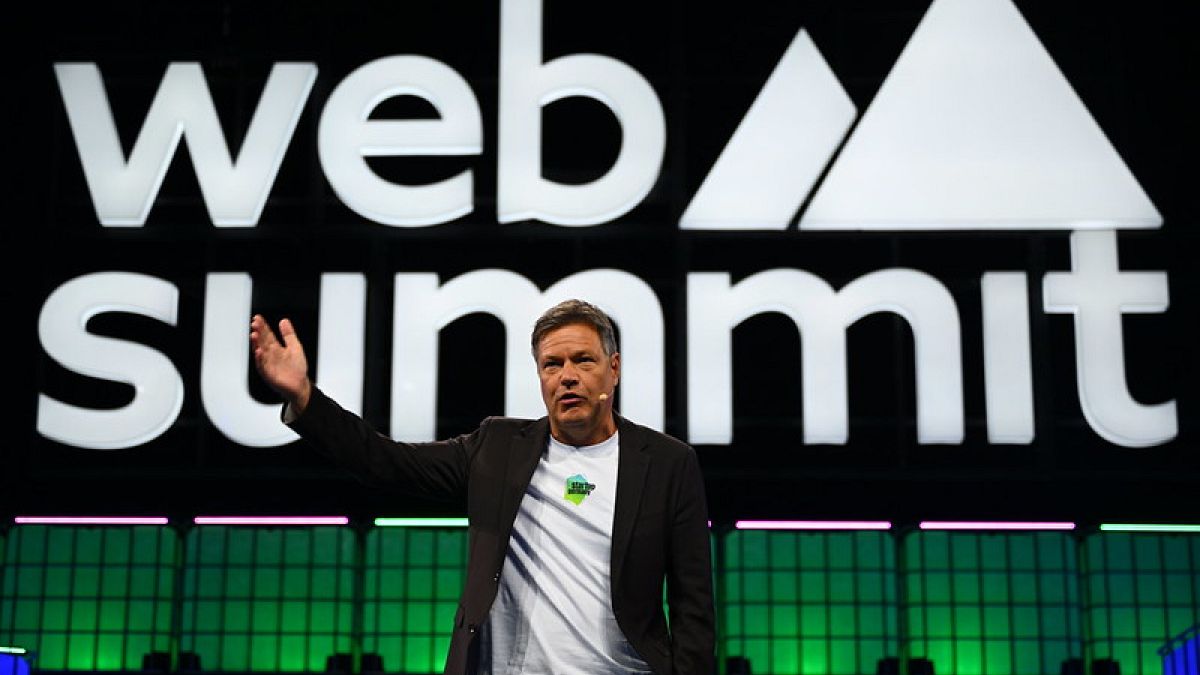 German Vice Chancellor Robert Habeck at the Web Summit in Lisbon