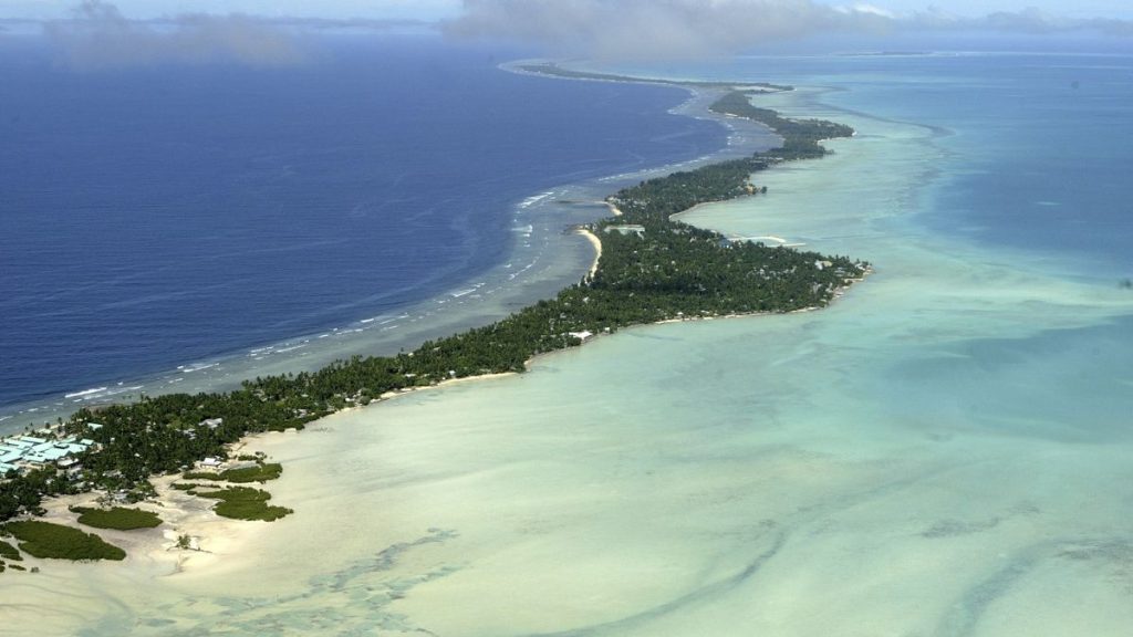 FILE: Aerial view of Tarawa atoll, Kiribati, Marshall Islands, March 30, 2004.