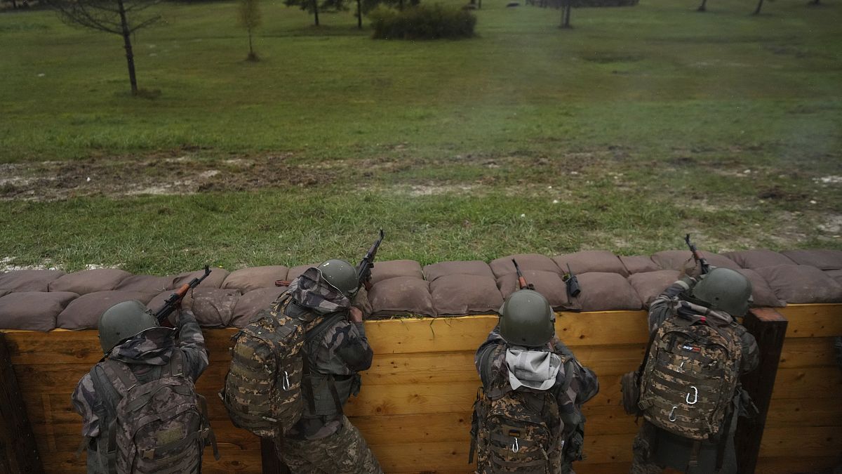 Ukrainian soldiers train at a military camp in eastern France, 9 October, 2024