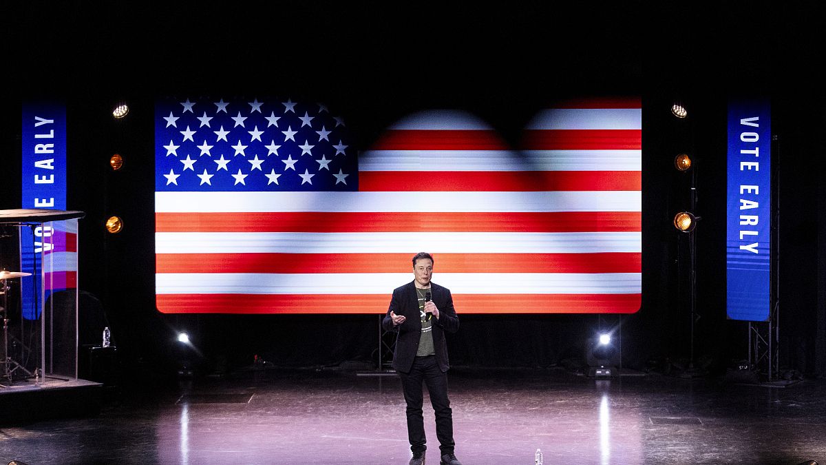 Elon Musk speaks at Life Center Church in Harrisburg, Pa., Saturday, Oct. 19, 2024