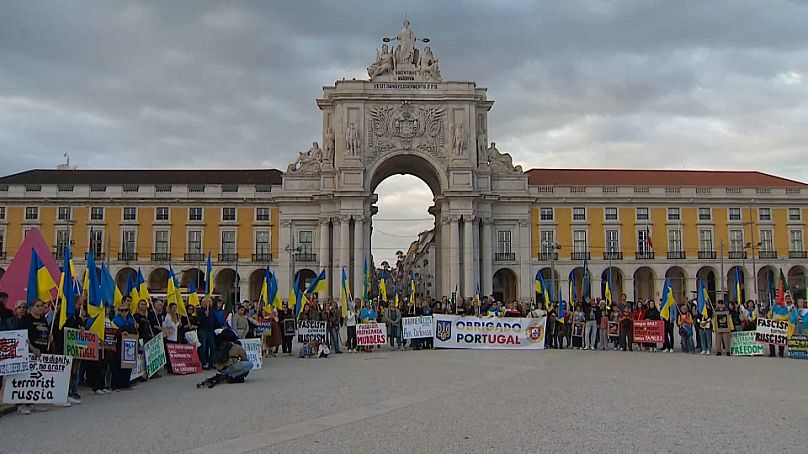 Un rassemblement de solidarité pour l'Ukraine organisé à Lisbonne, la capitale portugaise, le 17 novembre 2024