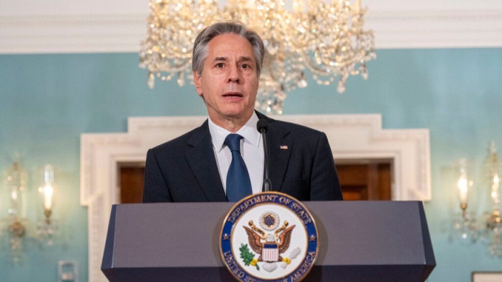 Secretary of State Antony Blinken speak during an event with Secretary of Commerce Gina Raimondo on the Economic Benefits of U.S. Travel and Tourism on Tuesday, Oct. 29, 2024