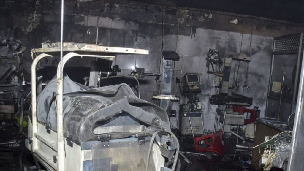 Equipment damaged by fire lies inside a neonatal intensive care unit at Jhansi Medical College hospital in Jhansi, India, Friday, Nov. 15, 2024. (AP Photo)