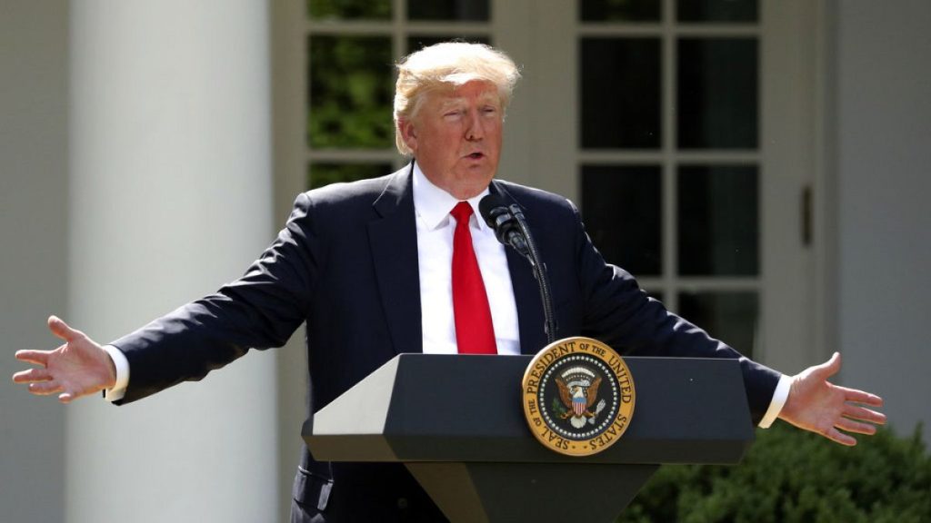 President Trump frames the Paris Agreement as a conspiracy to beggar the US economy as he announces withdrawal in June 2017