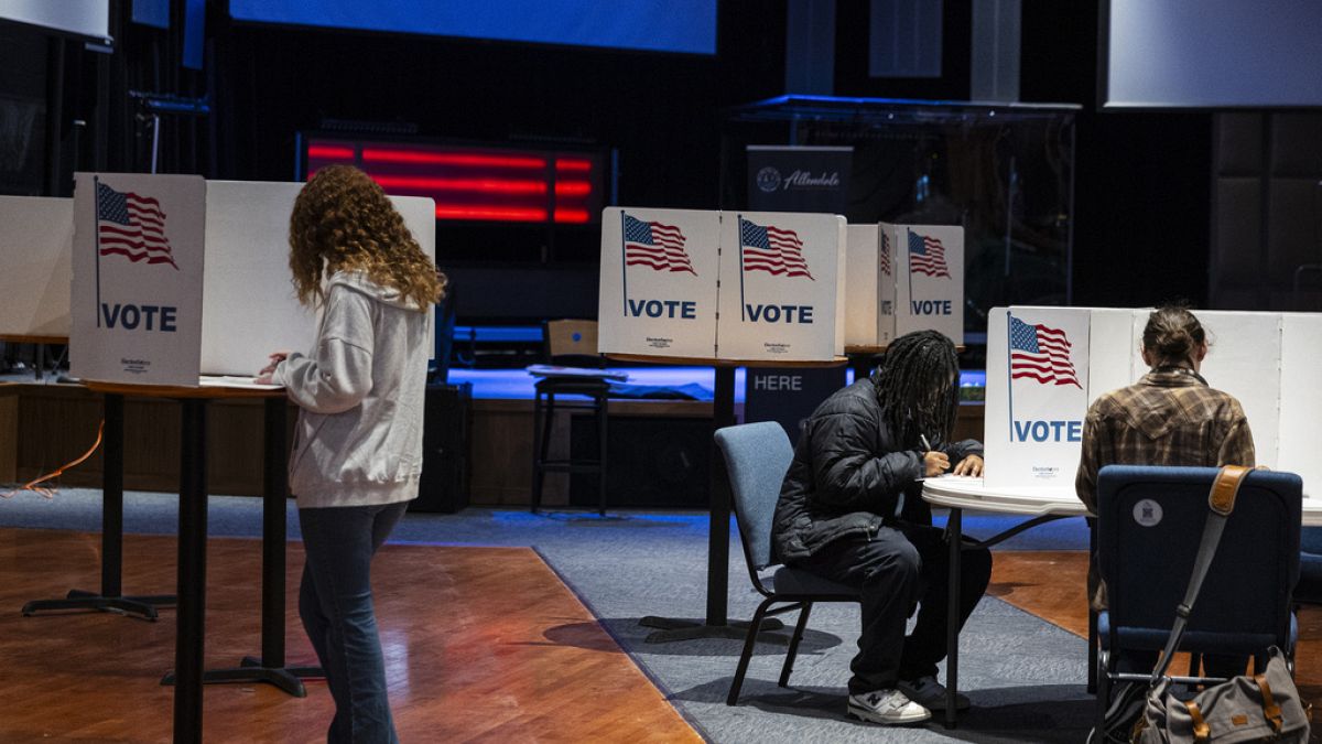 Voters cast their ballots at Life Stream Church in Ottawa County, Mich. on Election Day, Tuesday, Nov. 5, 2024