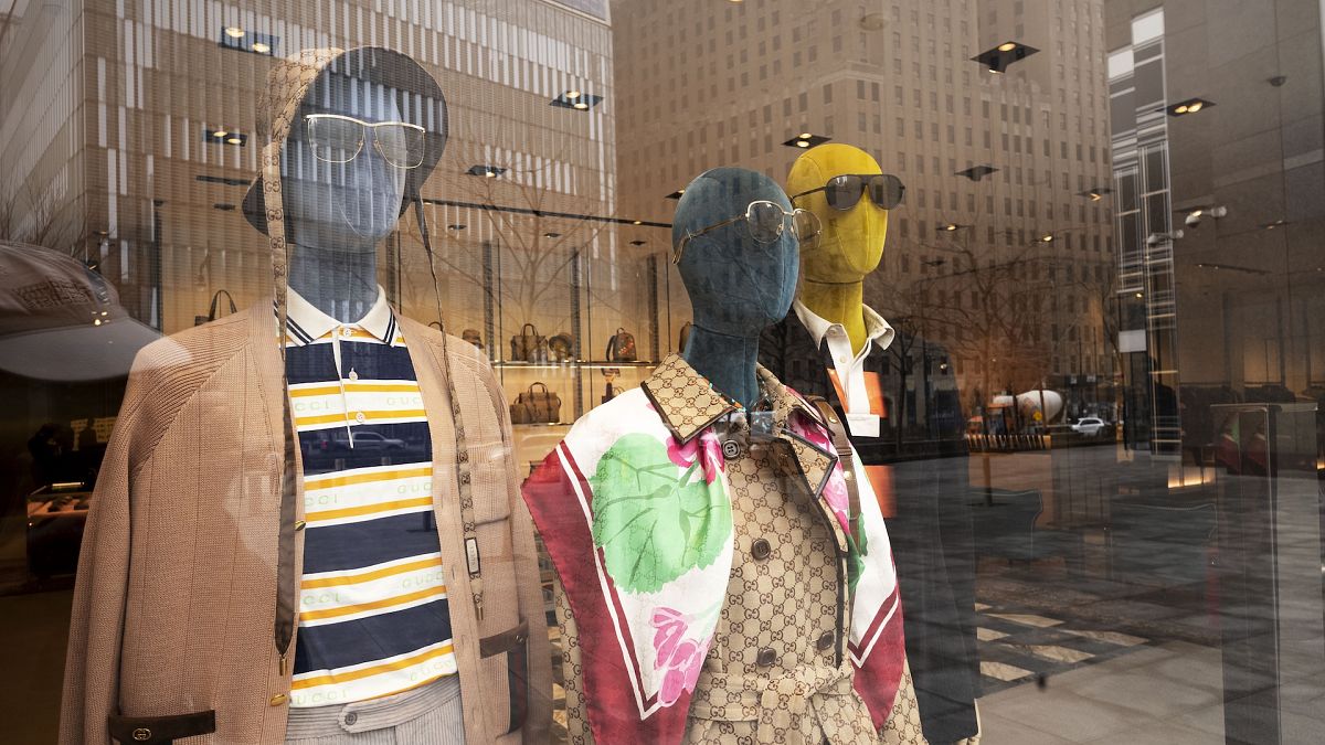 File picture of a Gucci window display - luxury goods gain when China