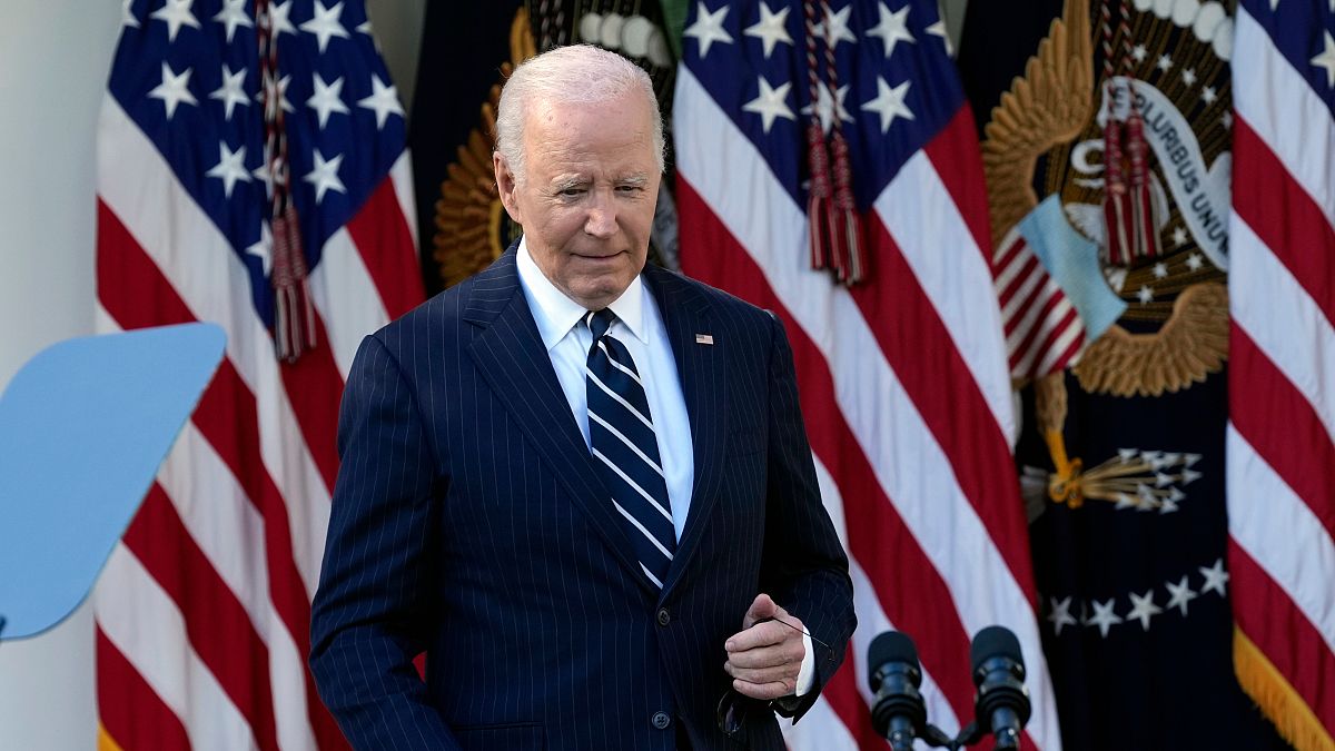 President Joe Biden arrives to speak in the Rose Garden of the White House in Washington