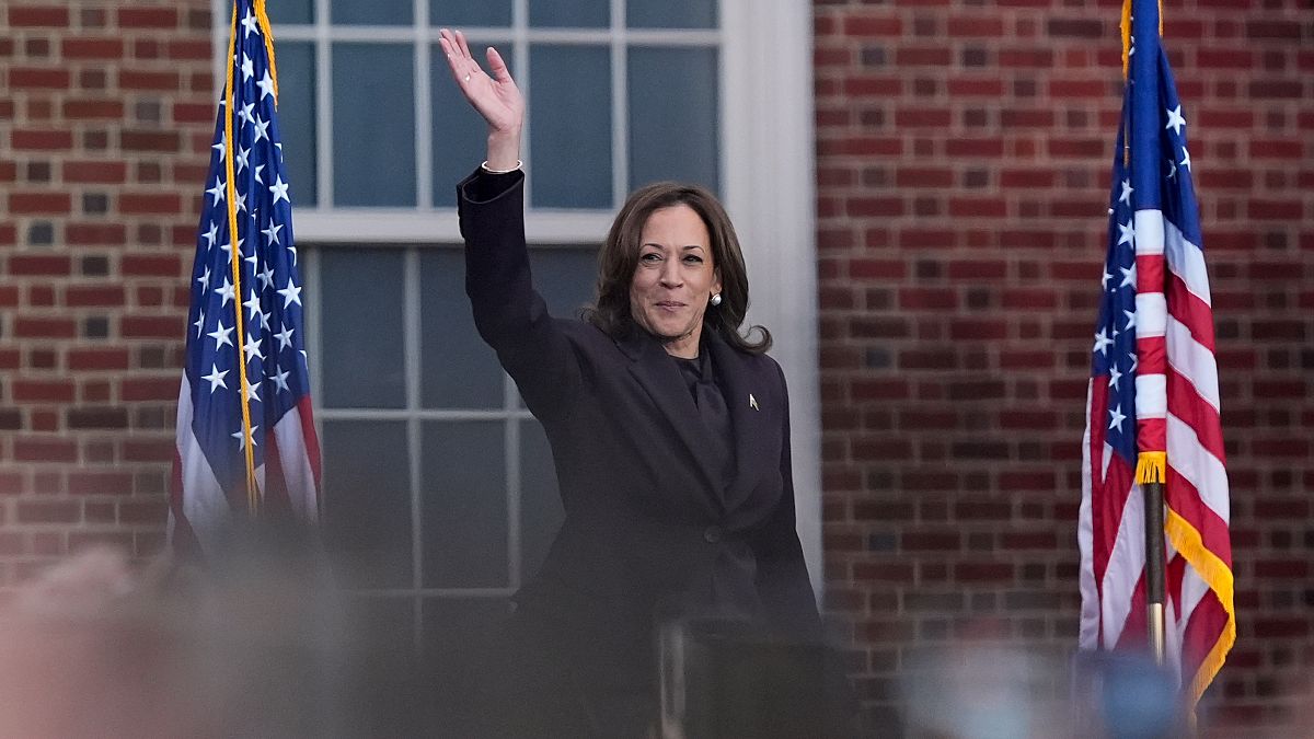 Kamala Harris arrives to give her concession speech at Howard University in Washington, DC.