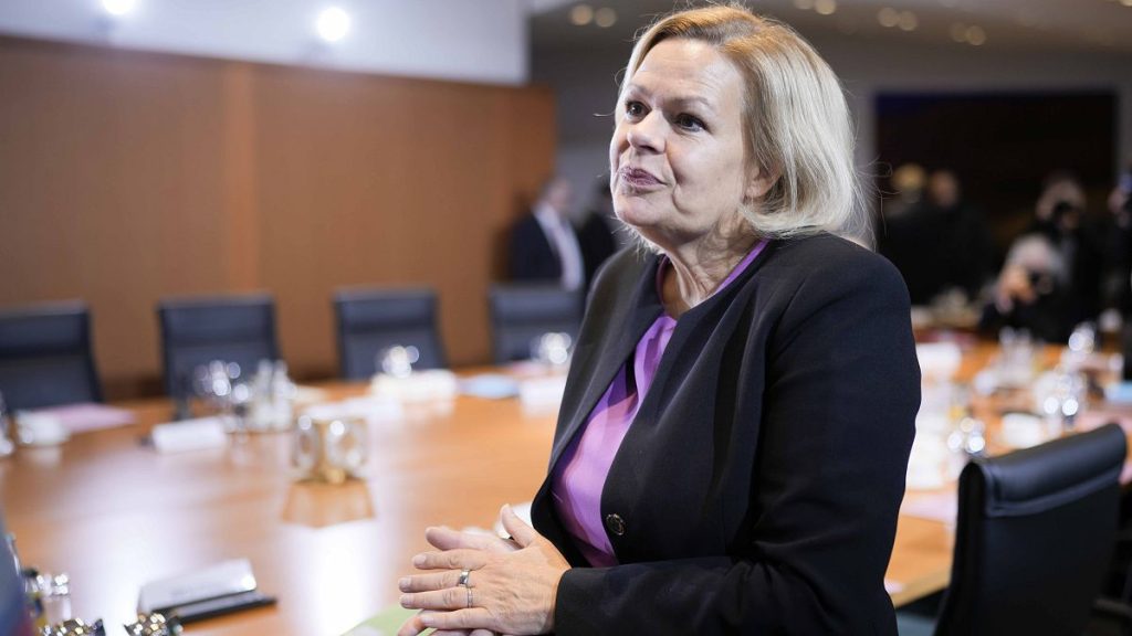 German Interior Minister Nancy Faeser arrives for the weekly cabinet meeting at the chancellery in Berlin, Germany, Wednesday, Dec. 14, 2022.