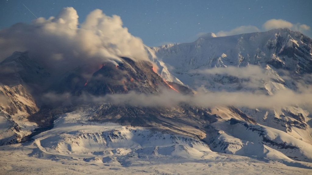 Volcano erupting.