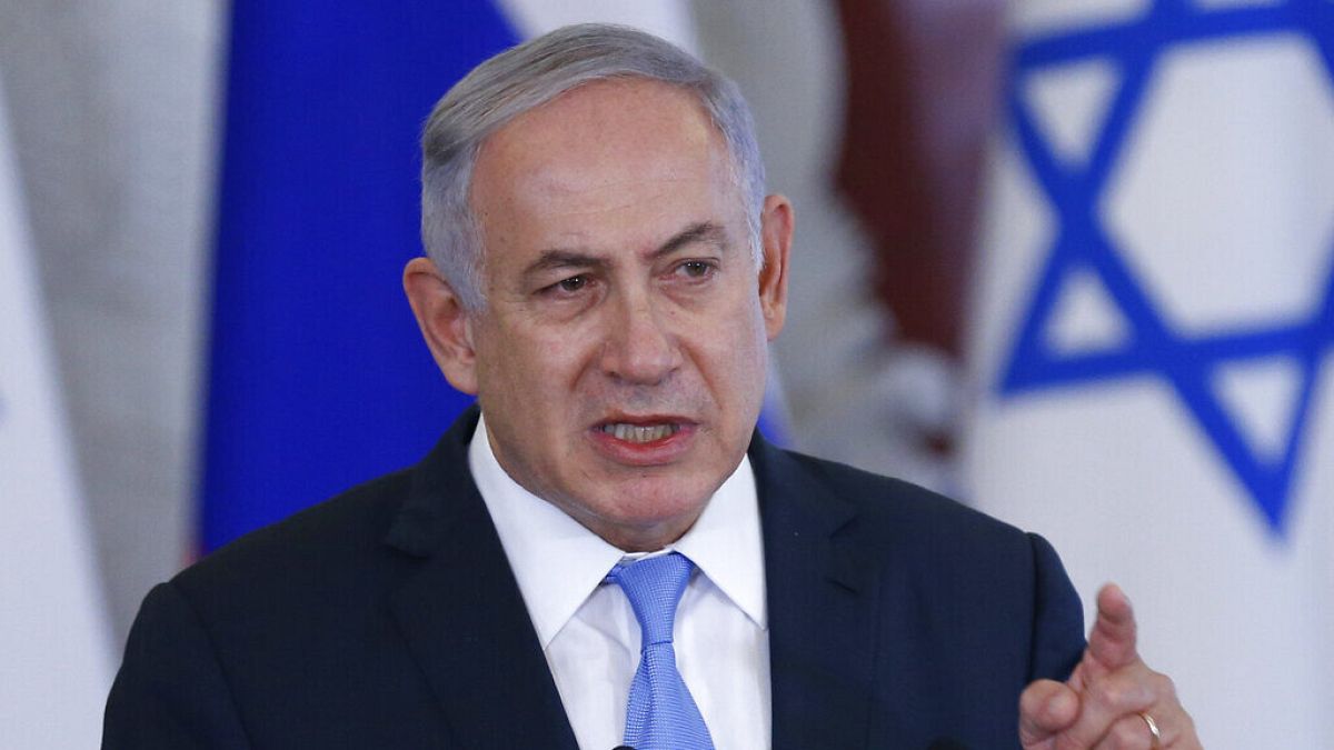 Israeli Prime Minister Benjamin Netanyahu speaks during a joint news conference following his talks with Russian President Vladimir Putin in the Kremlin in Russia, 2016.