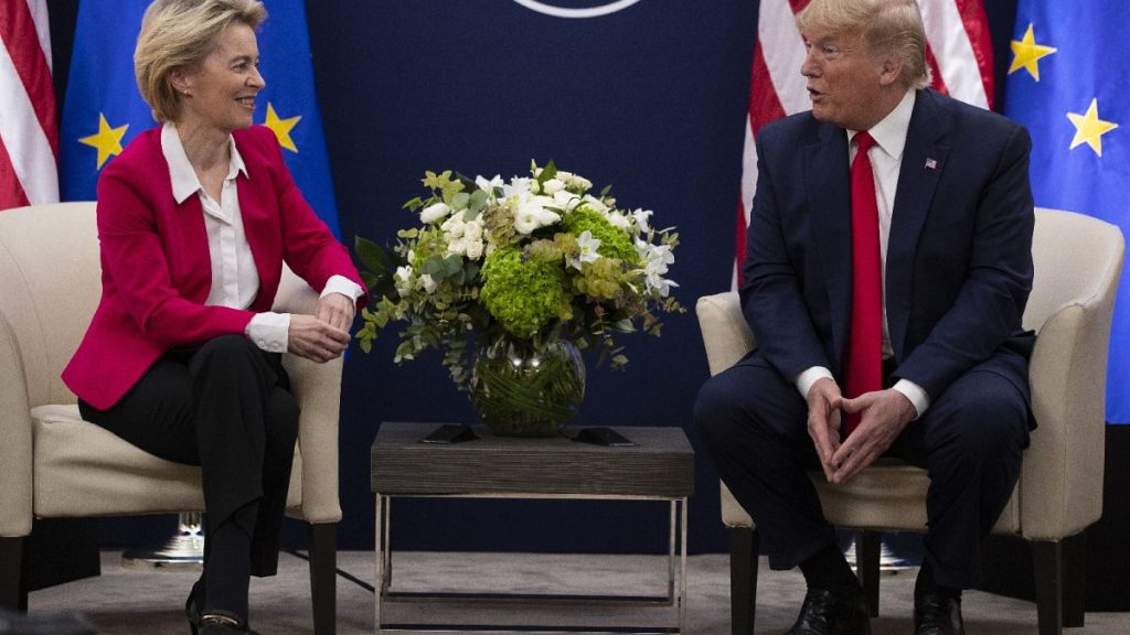 President Donald Trump meets with European Commission President Ursula von Der Leyen at the World Economic Forum, Jan. 21, 2020, in Davos, Switzerland.