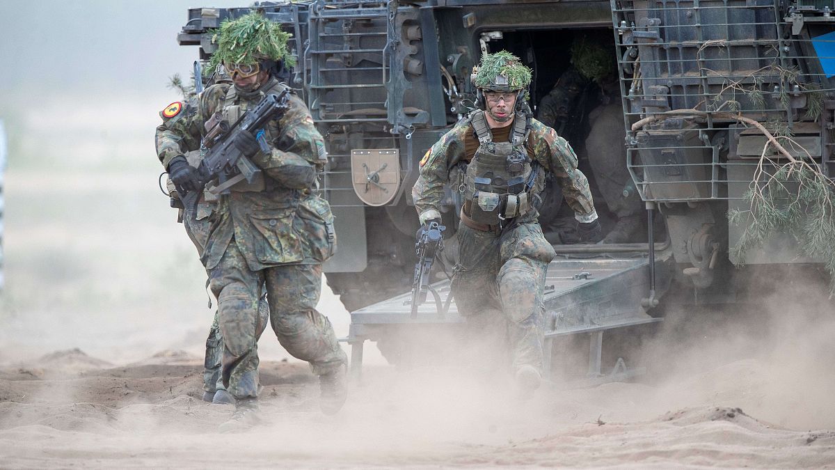 German and Lithuanian soldiers at military exercise in May 2024