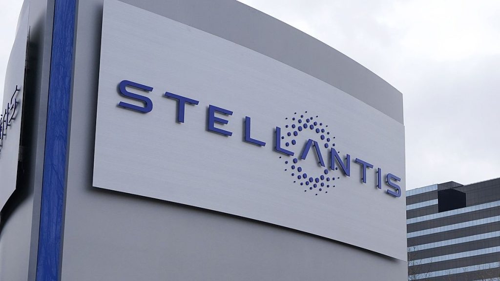 FILE - A Stellantis sign is seen outside the Chrysler Technology Center, Jan. 19, 2021, in Auburn Hills, Mich.