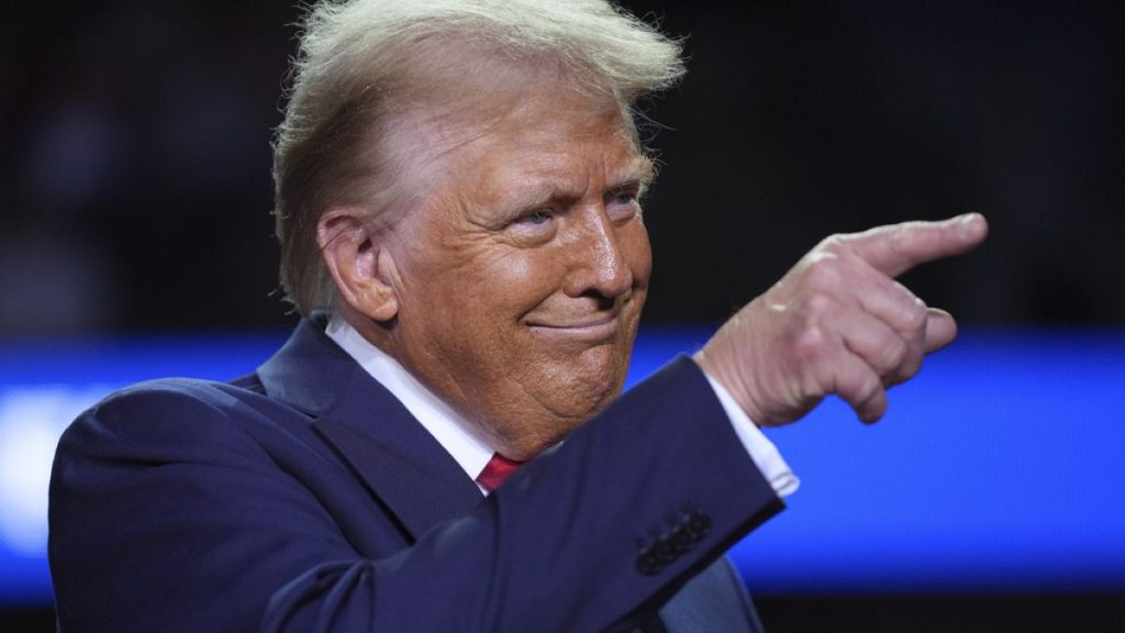 Republican presidential nominee former President Donald Trump speaks at a campaign rally at Van Andel Arena, Tuesday, Nov. 5, 2024, in Grand Rapids, Mich