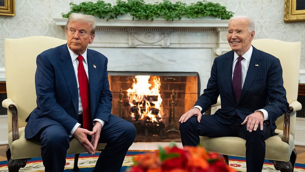 President Joe Biden meets with President-elect Donald Trump in the Oval Office of the White House, Wednesday, Nov. 13, 2024, in Washington.