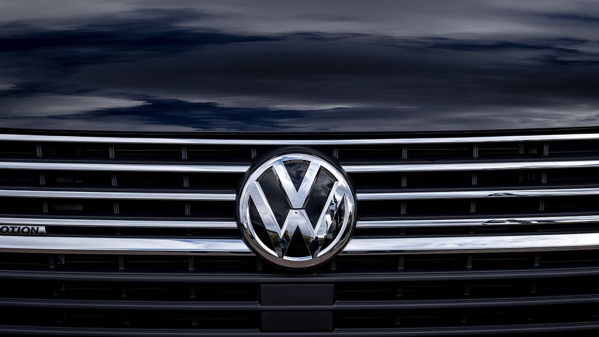 The logo of a Volkswagen car in Frankfurt, Germany, Friday, Sept. 13, 2024. (AP Photo/Michael Probst)