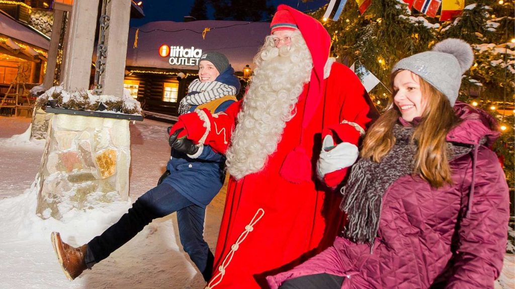 On the arctic circle line in Santa Claus Village in Rovaniemi Lapland Finland