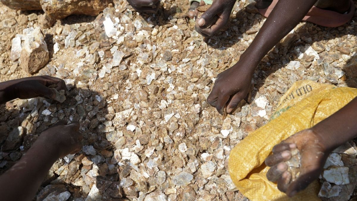 Juliet Samaniya, 6, works with other children at an illegal lithium mining site in Paseli, Nigeria, Tuesday, Nov 5, 2024.