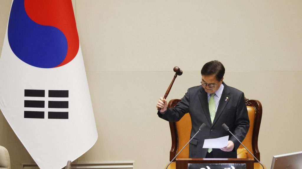 First impeachment vote of South Korean President Yoon Suk Yeol at the National Assembly in Seoul, South Korea, Saturday, Dec. 7, 2024. (Jeon Heon-kyun/Pool Pho