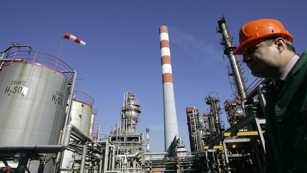 A worker is seen in the NIS Jugopetrol oil refinery in Pancevo north of Belgrade, 25 February, 2008