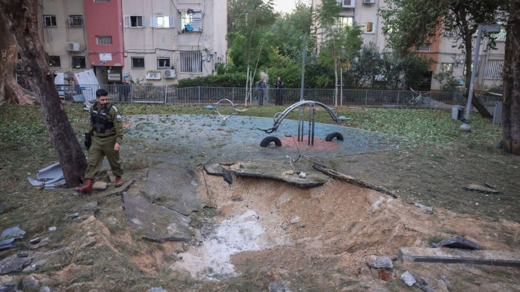 The site where a missile launched from Yemen landed Jaffa district, in Tel Aviv, Israel.