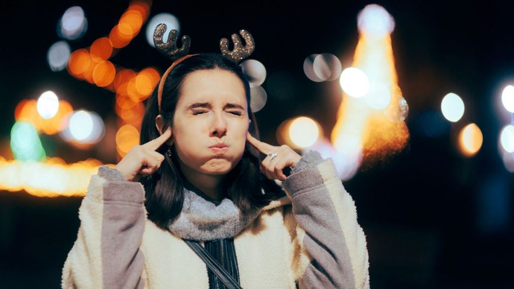 A woman is stressed at Christmas