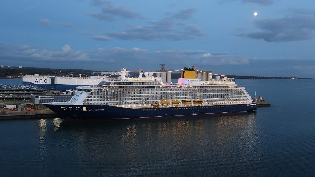 A cruise ship docked in Southampton, UK