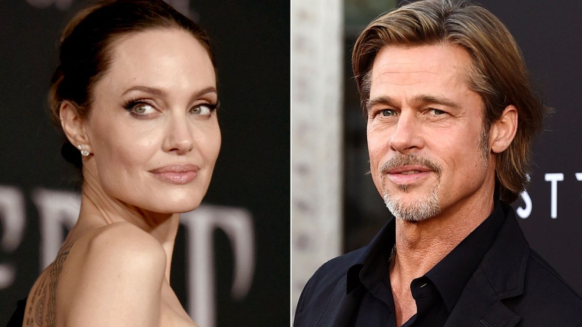 Angelina Jolie attends premiere in Los Angeles in 2019, left, and Brad Pitt at a special screening in Sept 2019.