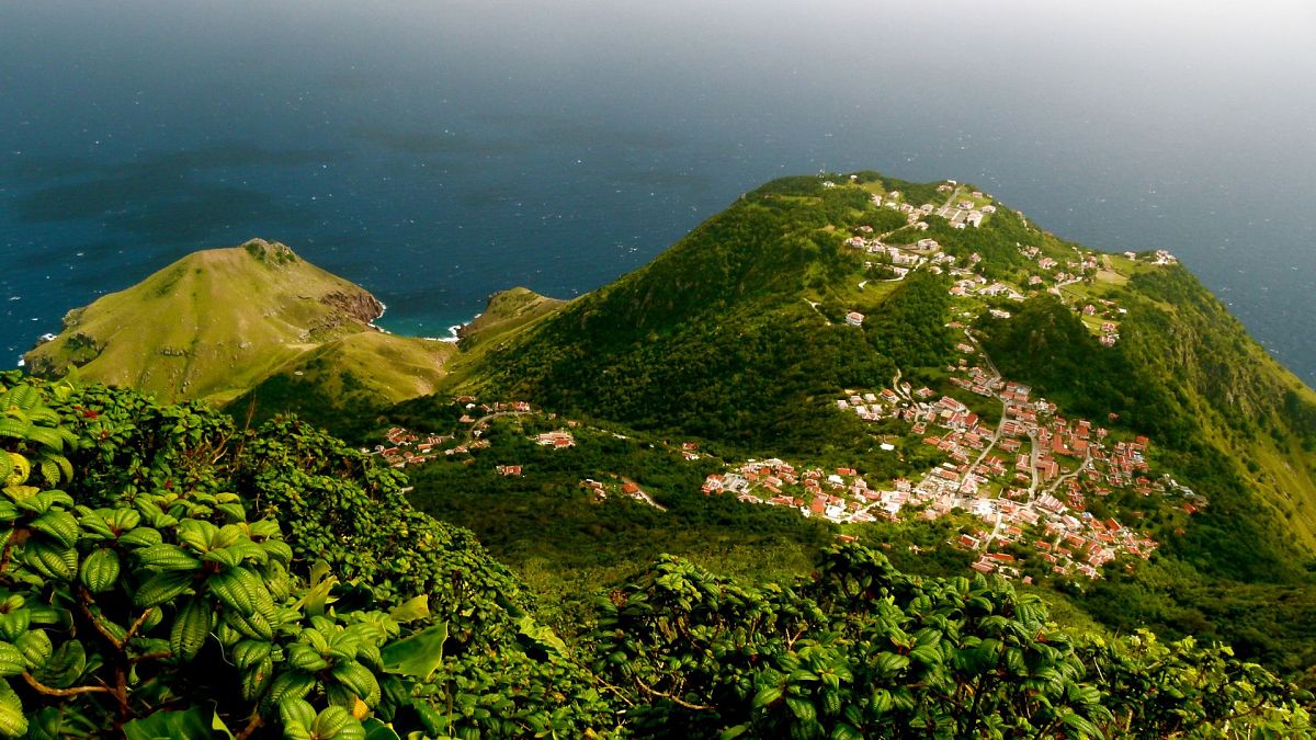 Top of Saba island in the Caribbean